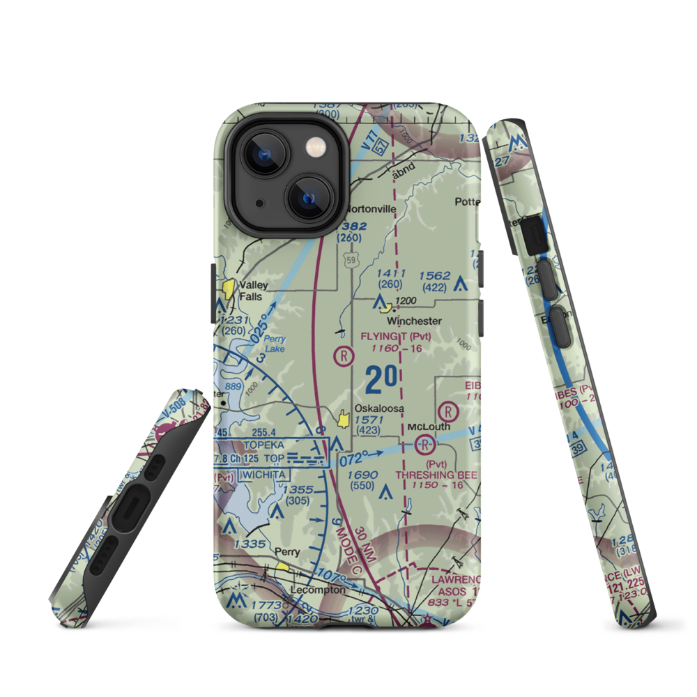 Flying T Airport (7KS0) VFR Sectional  Tough iPhone Case iPhone 14 model shown