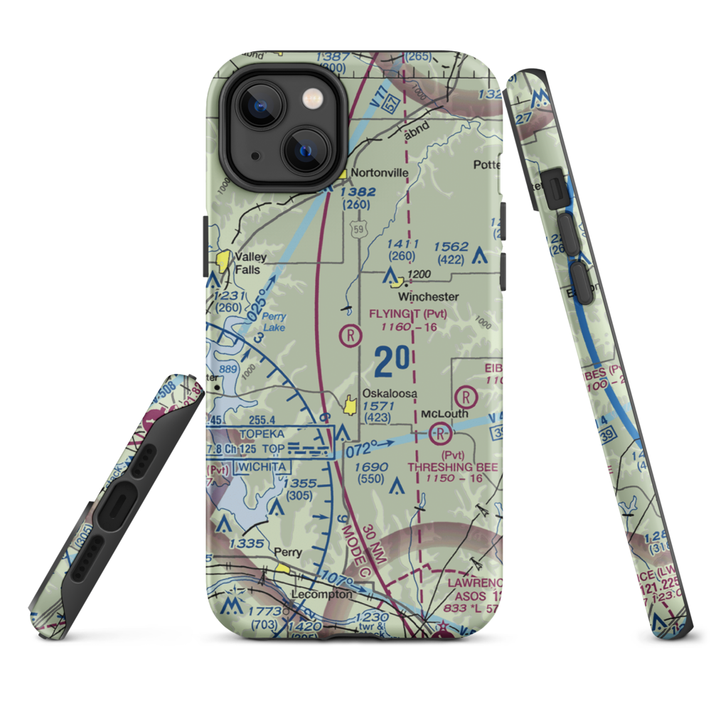 Flying T Airport (7KS0) VFR Sectional  Tough iPhone Case iPhone 14 Plus model shown
