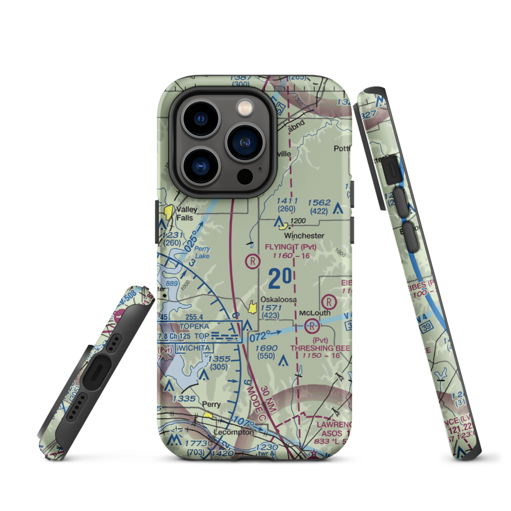 Flying T Airport (7KS0) VFR Sectional  Tough iPhone Case iPhone 14 Pro model shown