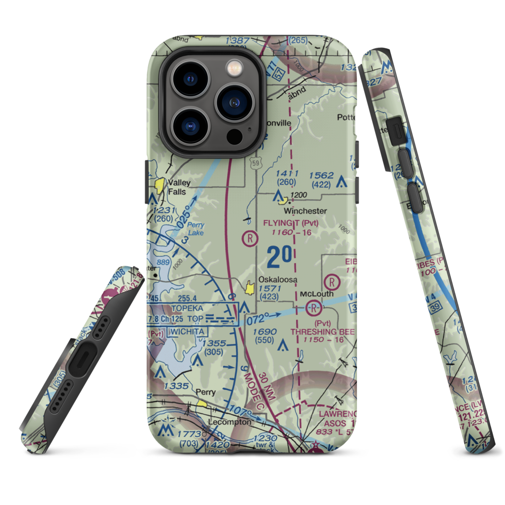 Flying T Airport (7KS0) VFR Sectional  Tough iPhone Case iPhone 14 Pro Max model shown