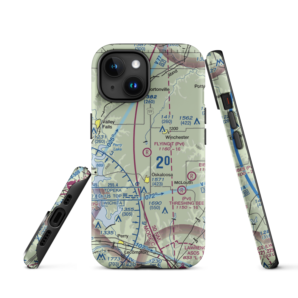 Flying T Airport (7KS0) VFR Sectional  Tough iPhone Case iPhone 15 model shown