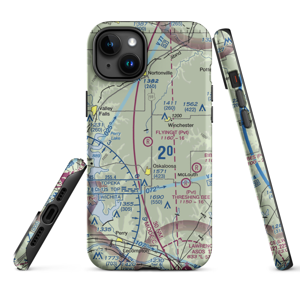 Flying T Airport (7KS0) VFR Sectional  Tough iPhone Case iPhone 15 Plus model shown