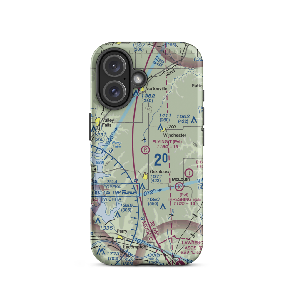 Flying T Airport (7KS0) VFR Sectional  Tough iPhone Case iPhone 16 model shown