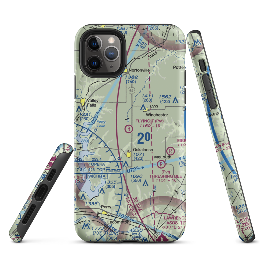 Flying T Airport (7KS0) VFR Sectional  Tough iPhone Case iPhone 11 Pro Max model shown
