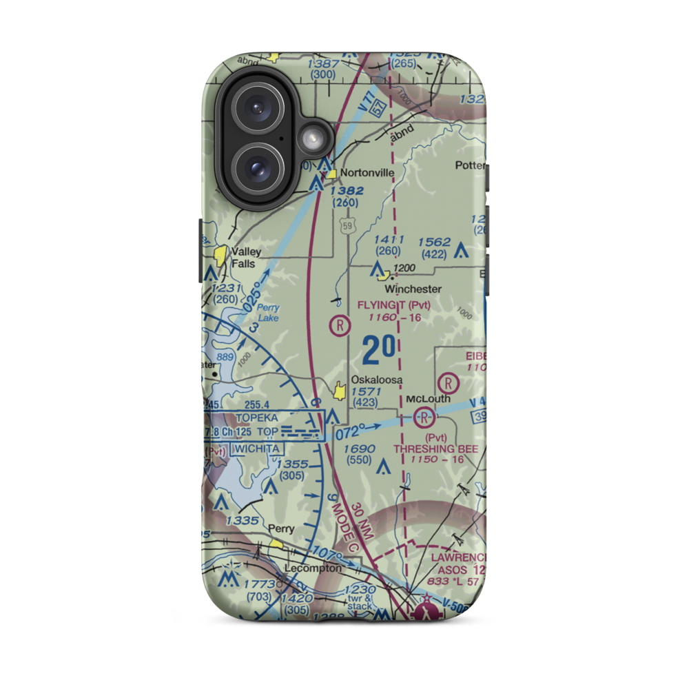 Flying T Airport (7KS0) VFR Sectional  Tough iPhone Case iPhone 16 Plus model shown