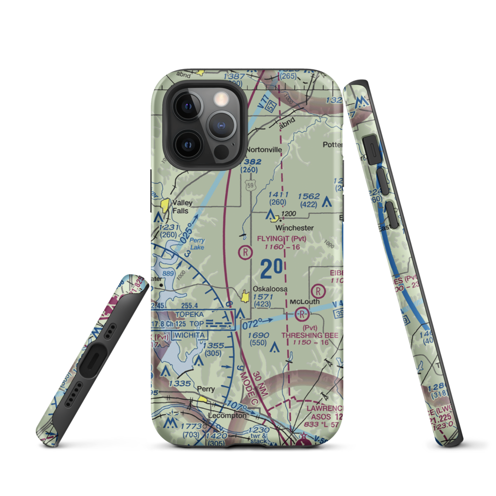 Flying T Airport (7KS0) VFR Sectional  Tough iPhone Case iPhone 12 Pro model shown