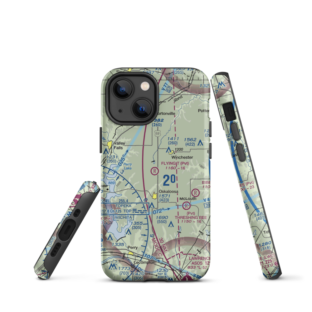 Flying T Airport (7KS0) VFR Sectional  Tough iPhone Case iPhone 13 mini model shown