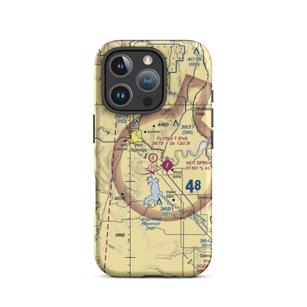 Flying T Airport (SD68) VFR Sectional  Tough iPhone Case iPhone 16 Pro model shown