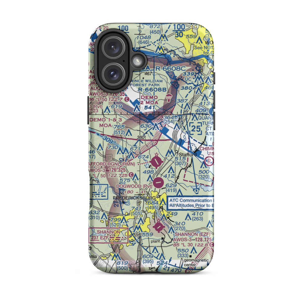 Flying T Farm Airport (1VA9) VFR Sectional  Tough iPhone Case iPhone 16 Plus model shown