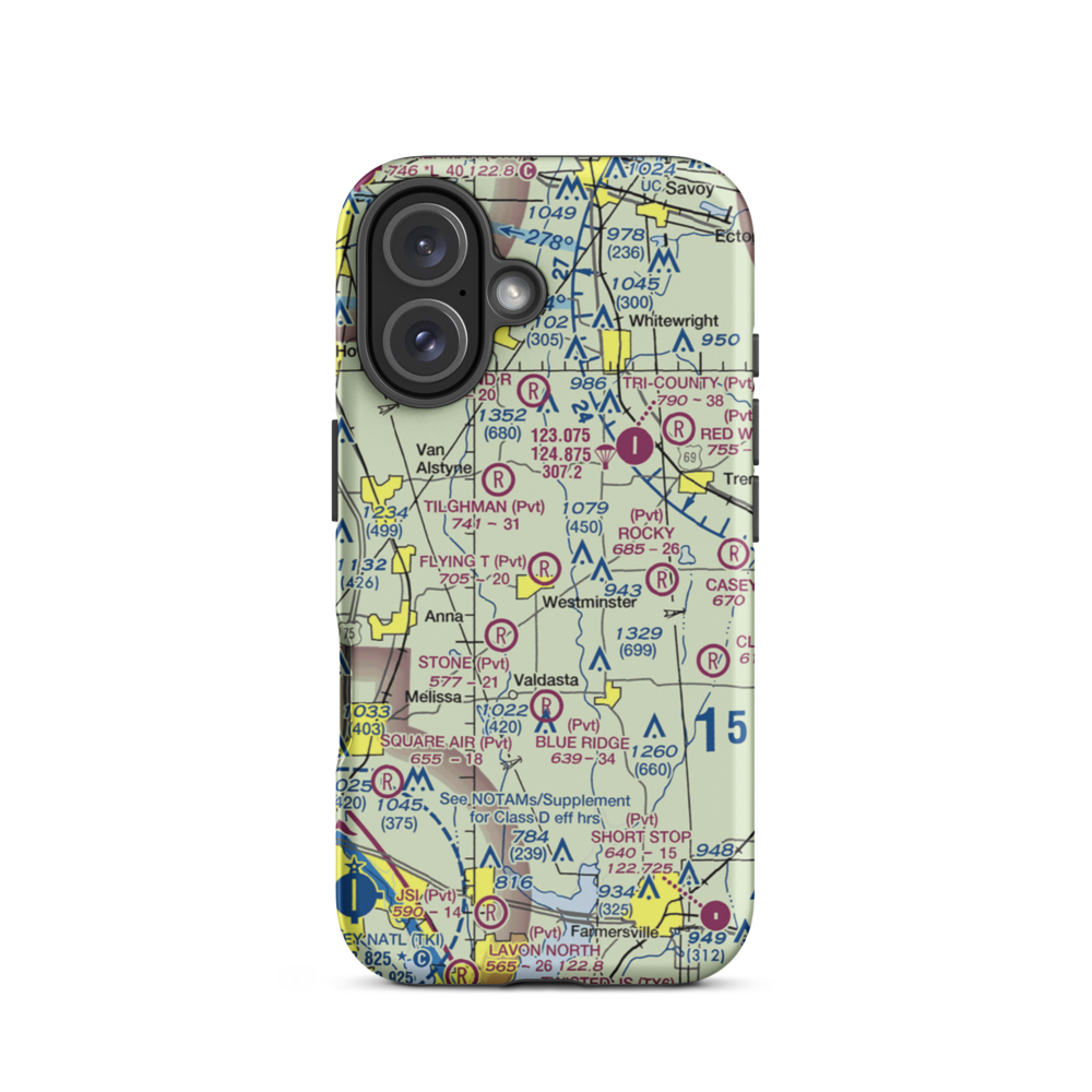 Flying T Ranch Airport (41TS) VFR Sectional  Tough iPhone Case iPhone 16 model shown
