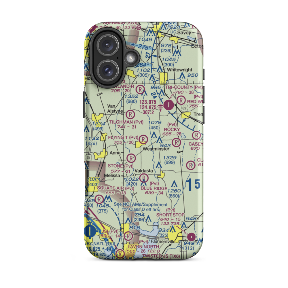 Flying T Ranch Airport (41TS) VFR Sectional  Tough iPhone Case iPhone 16 Plus model shown