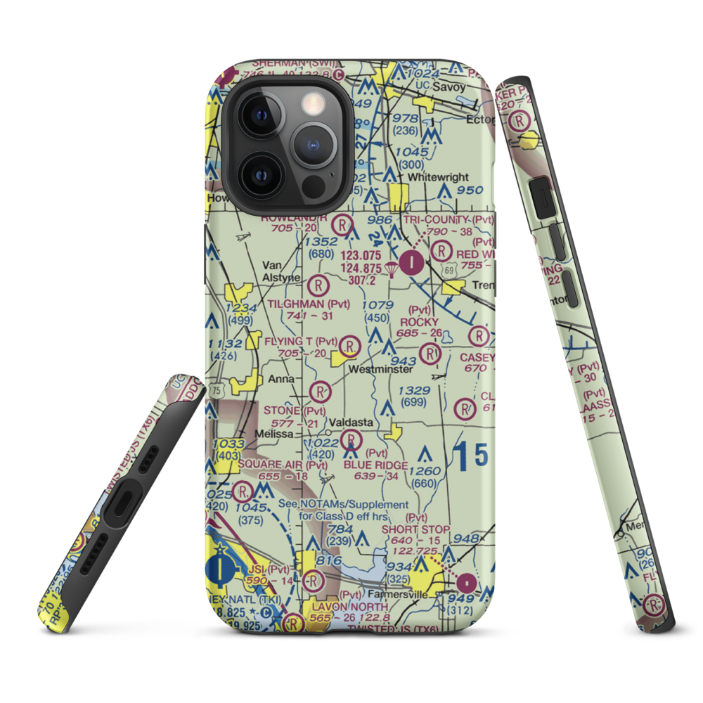 Flying T Ranch Airport (41TS) VFR Sectional  Tough iPhone Case iPhone 12 Pro Max model shown
