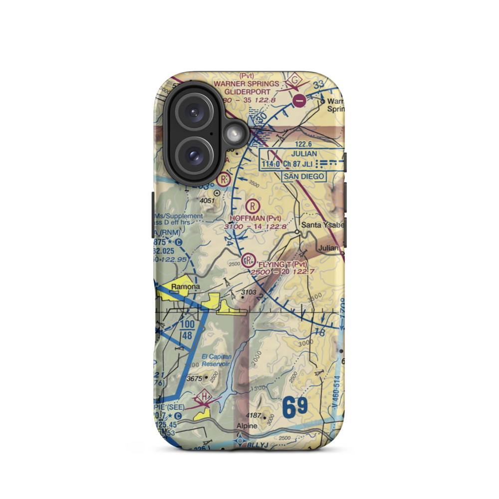 Flying T Ranch Airport (CA76) VFR Sectional  Tough iPhone Case iPhone 16 model shown