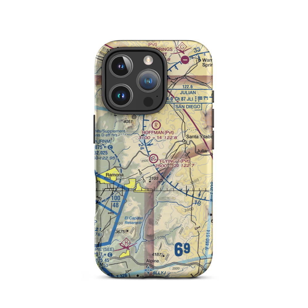 Flying T Ranch Airport (CA76) VFR Sectional  Tough iPhone Case iPhone 16 Pro model shown