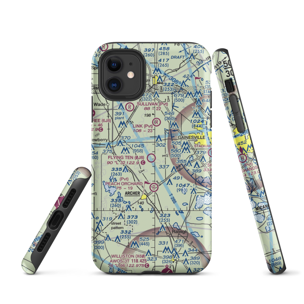 Flying Ten Airport (0J8) VFR Sectional  Tough iPhone Case iPhone 11 model shown