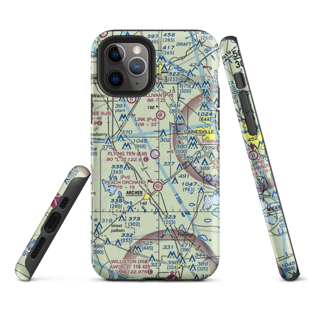 Flying Ten Airport (0J8) VFR Sectional  Tough iPhone Case iPhone 11 Pro model shown