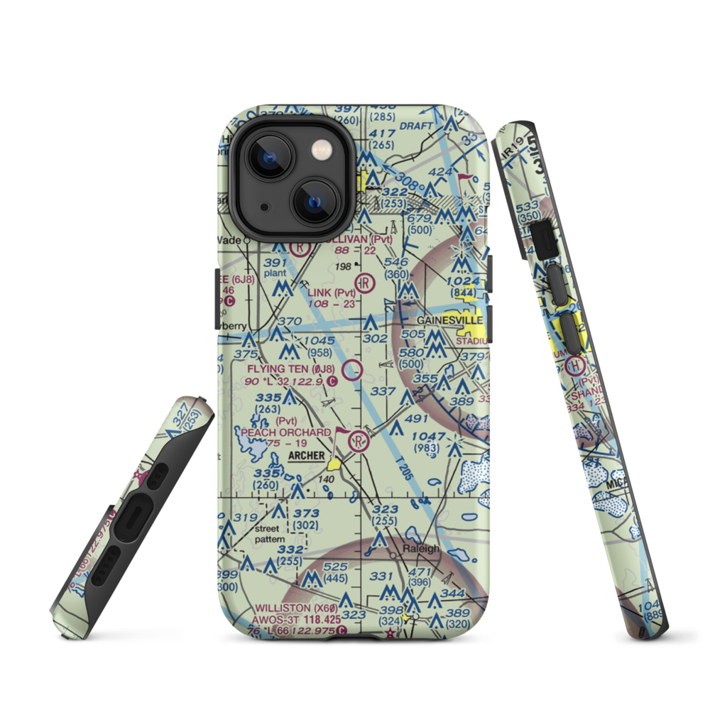 Flying Ten Airport (0J8) VFR Sectional  Tough iPhone Case iPhone 14 model shown