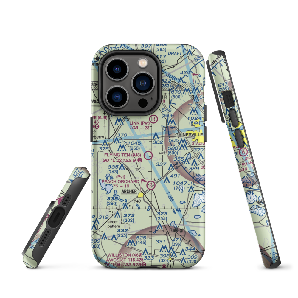 Flying Ten Airport (0J8) VFR Sectional  Tough iPhone Case iPhone 14 Pro model shown