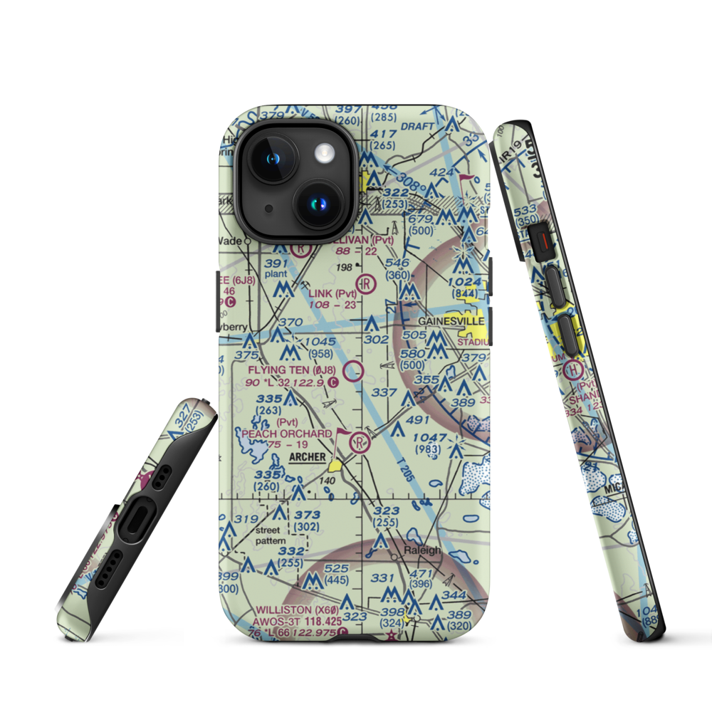 Flying Ten Airport (0J8) VFR Sectional  Tough iPhone Case iPhone 15 model shown