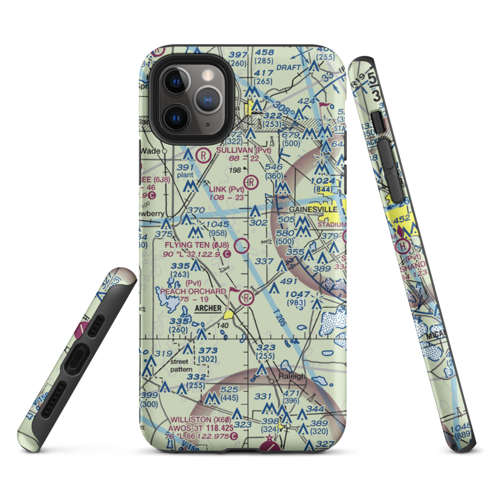 Flying Ten Airport (0J8) VFR Sectional  Tough iPhone Case iPhone 11 Pro Max model shown