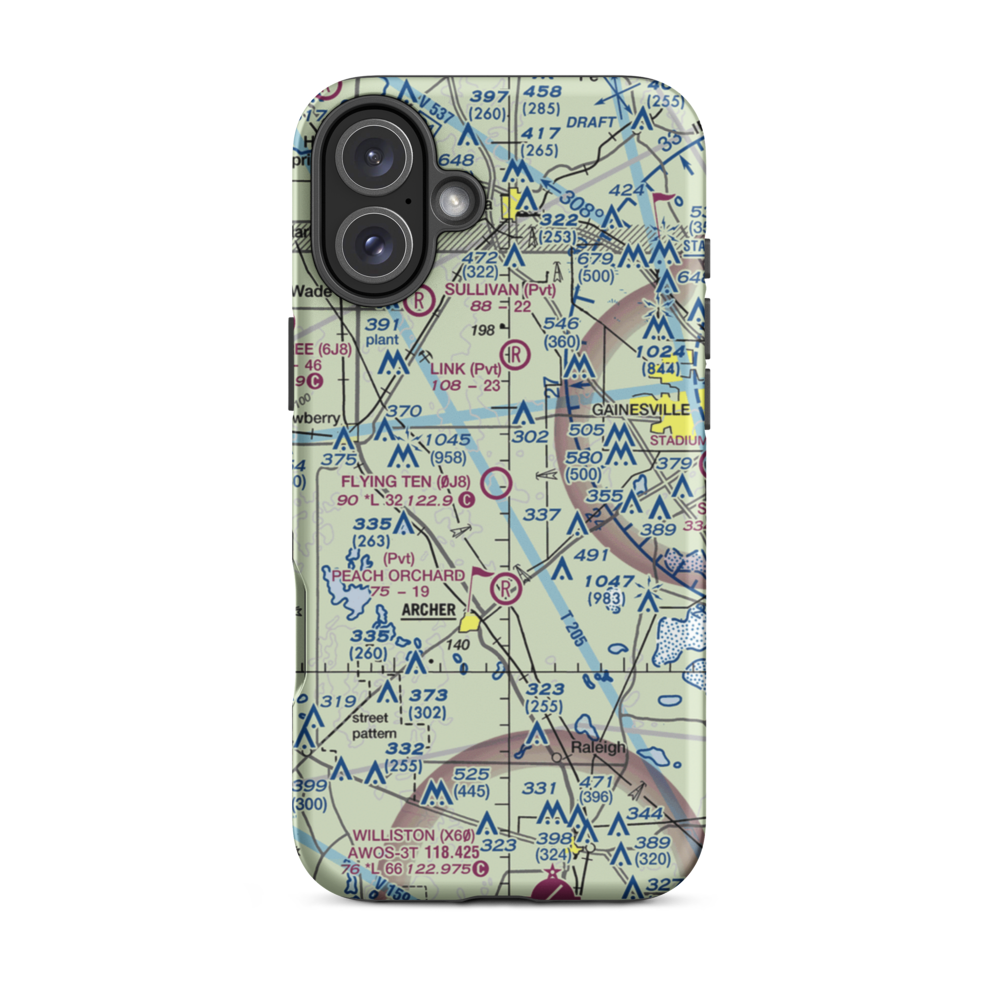 Flying Ten Airport (0J8) VFR Sectional  Tough iPhone Case iPhone 16 Plus model shown