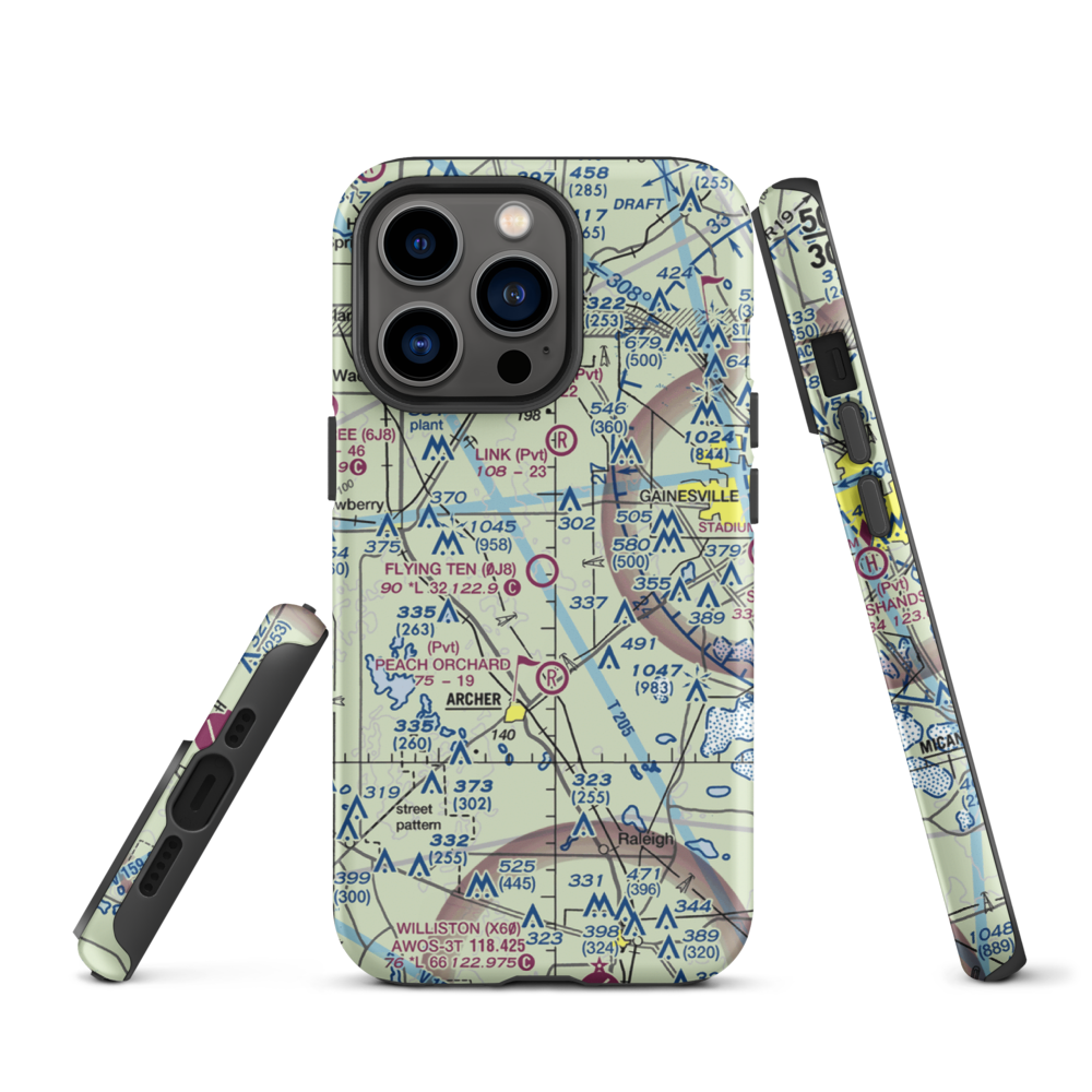 Flying Ten Airport (0J8) VFR Sectional  Tough iPhone Case iPhone 13 Pro model shown