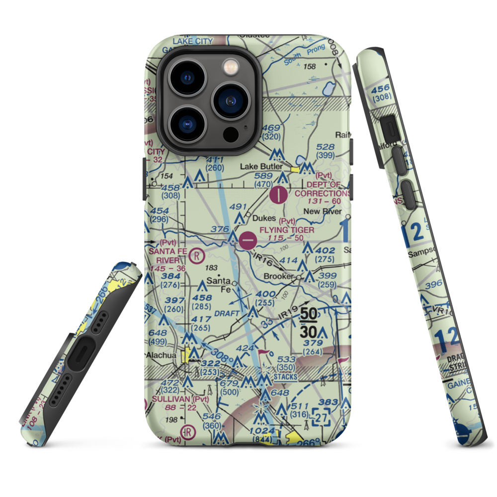 Flying Tiger Field (FL54) VFR Sectional  Tough iPhone Case iPhone 14 Pro Max model shown
