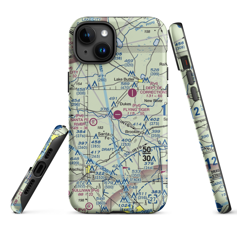 Flying Tiger Field (FL54) VFR Sectional  Tough iPhone Case iPhone 15 Plus model shown