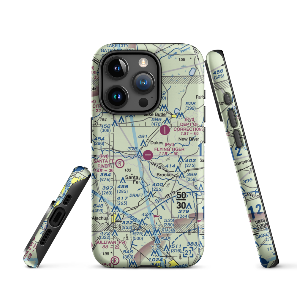 Flying Tiger Field (FL54) VFR Sectional  Tough iPhone Case iPhone 15 Pro model shown