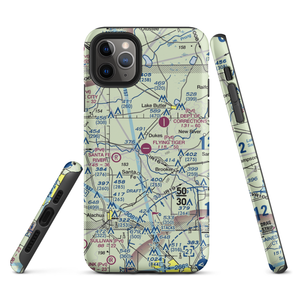 Flying Tiger Field (FL54) VFR Sectional  Tough iPhone Case iPhone 11 Pro Max model shown