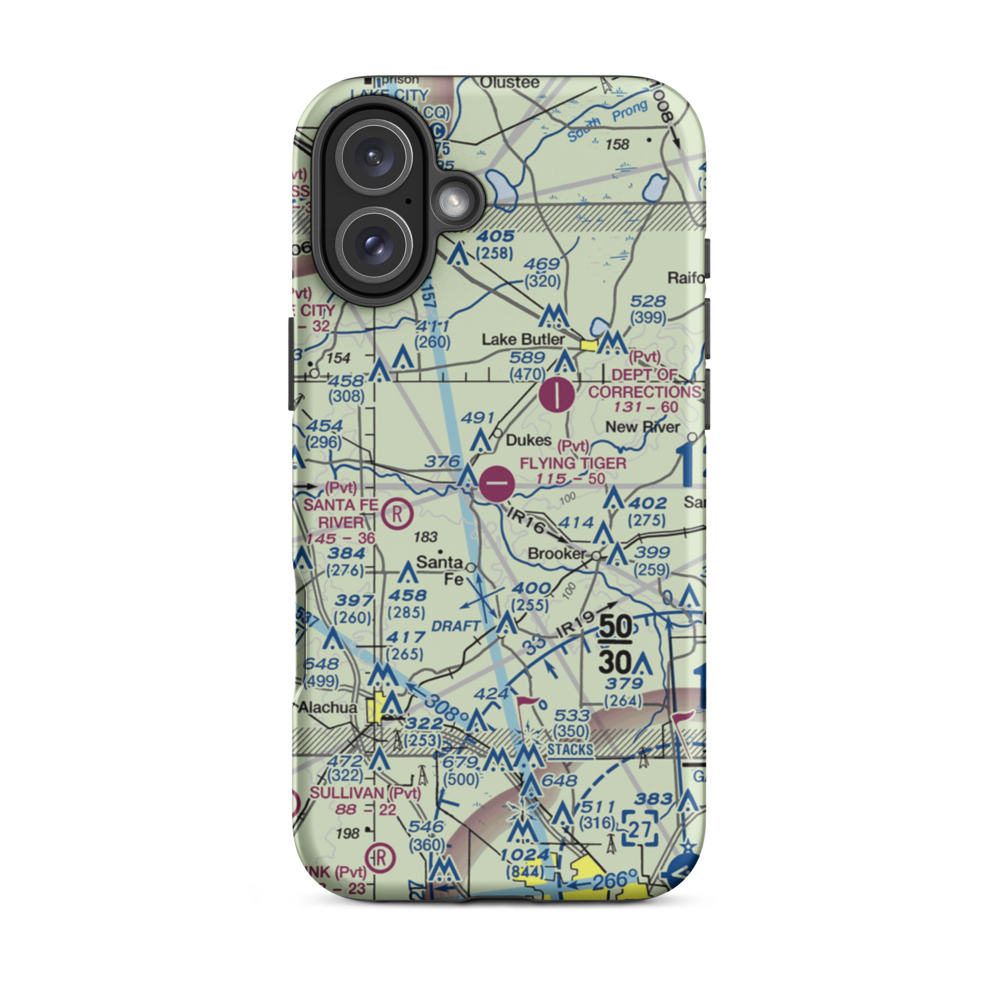 Flying Tiger Field (FL54) VFR Sectional  Tough iPhone Case iPhone 16 Plus model shown