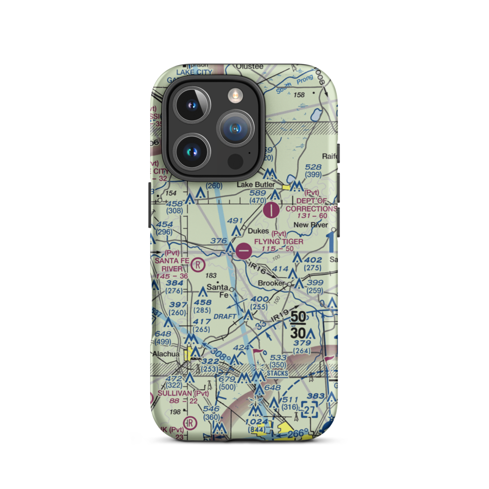Flying Tiger Field (FL54) VFR Sectional  Tough iPhone Case iPhone 16 Pro model shown