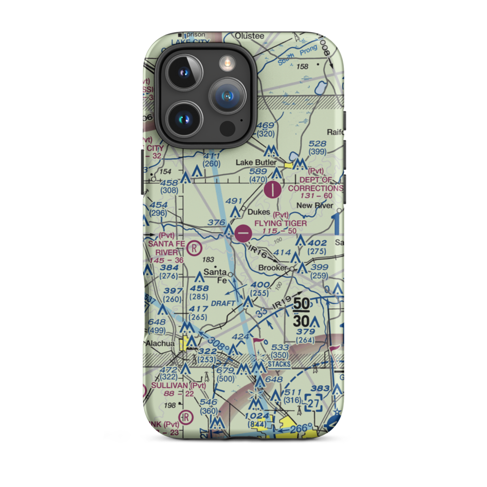 Flying Tiger Field (FL54) VFR Sectional  Tough iPhone Case iPhone 16 Pro Max model shown