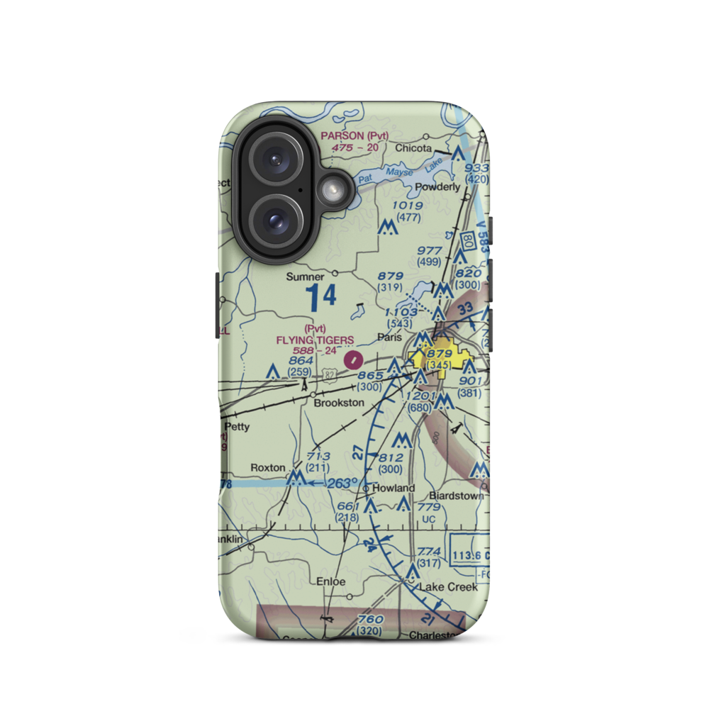 Flying Tigers Airport (39TA) VFR Sectional  Tough iPhone Case iPhone 16 model shown