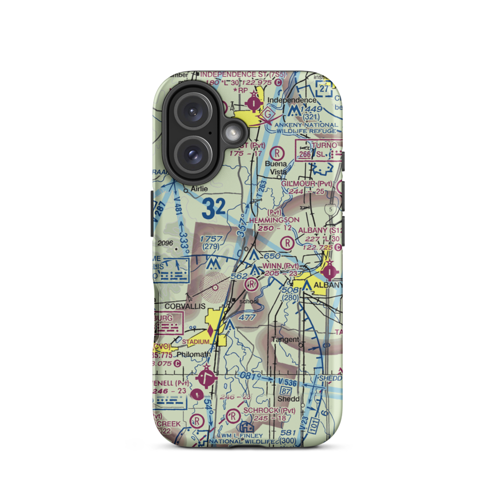 Flying Tom Airport (OR39) VFR Sectional  Tough iPhone Case iPhone 16 model shown