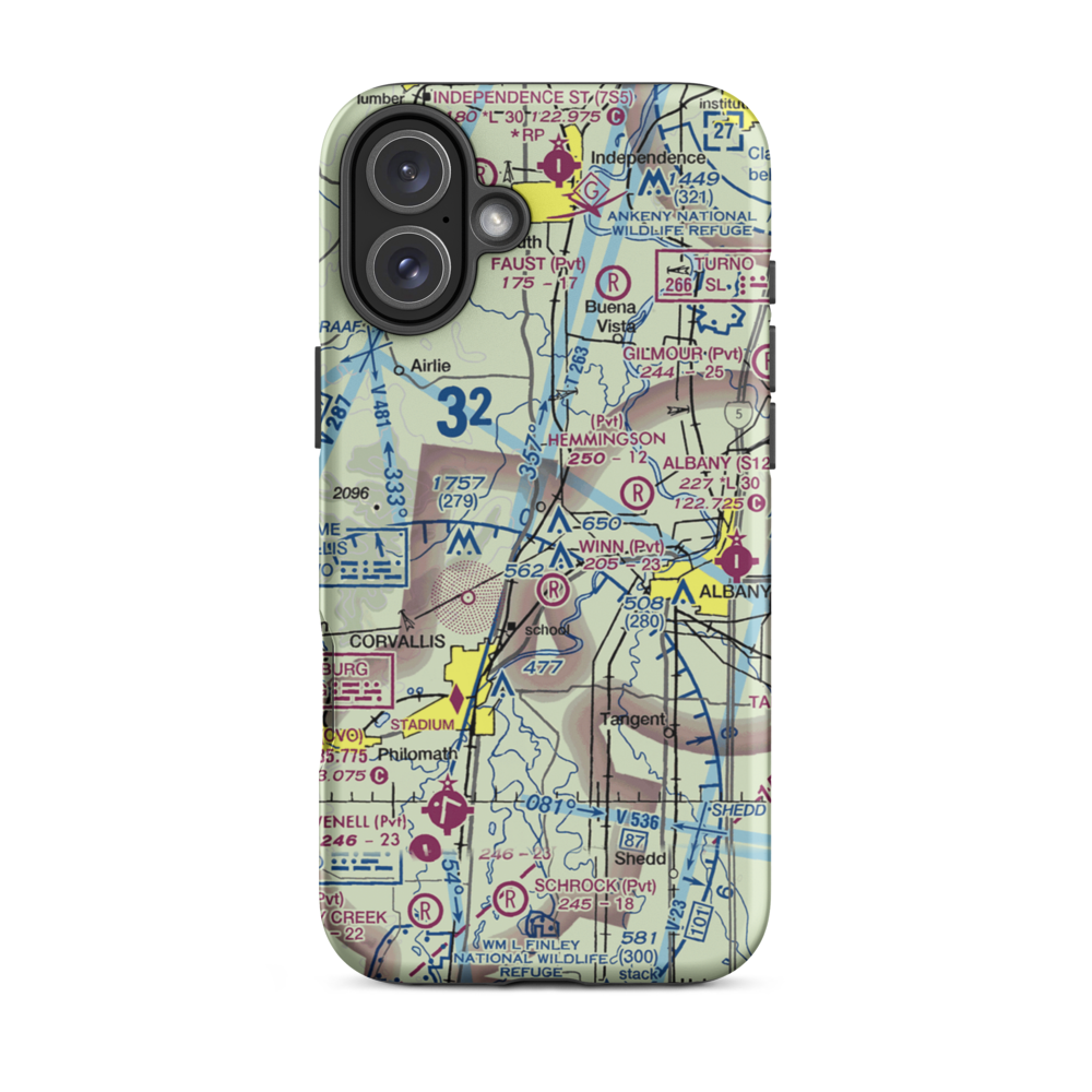 Flying Tom Airport (OR39) VFR Sectional  Tough iPhone Case iPhone 16 Plus model shown