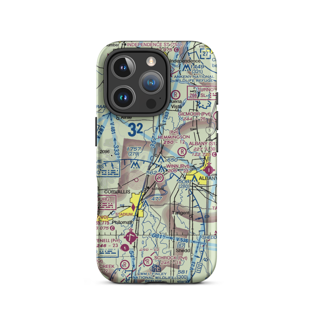 Flying Tom Airport (OR39) VFR Sectional  Tough iPhone Case iPhone 16 Pro model shown