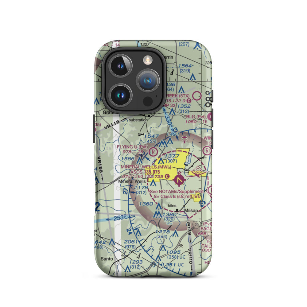 Flying U Airport (0TS7) VFR Sectional  Tough iPhone Case iPhone 16 Pro model shown
