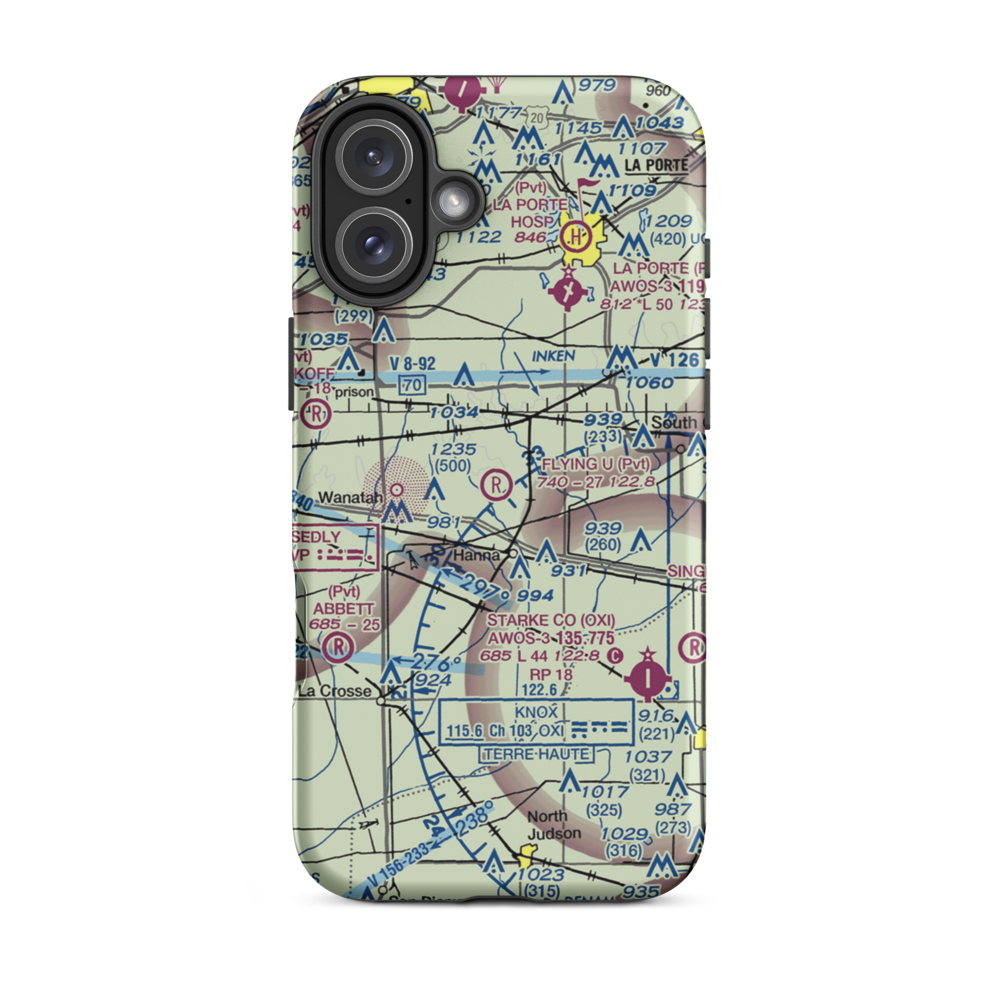 Flying U Ranch Airport (IN41) VFR Sectional  Tough iPhone Case iPhone 16 Plus model shown