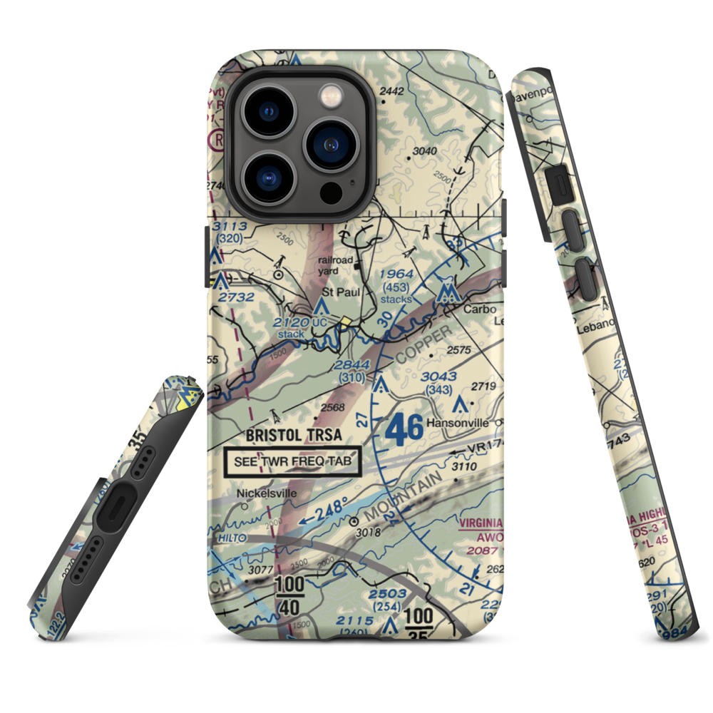Flying W Airport (19VA) VFR Sectional  Tough iPhone Case iPhone 14 Pro Max model shown
