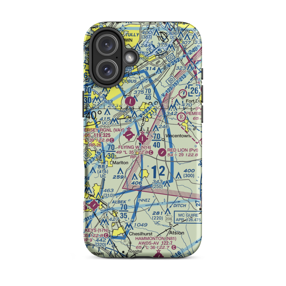 Flying W Airport (N14) VFR Sectional  Tough iPhone Case iPhone 16 Plus model shown