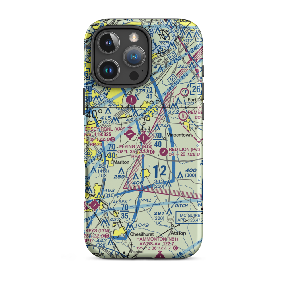Flying W Airport (N14) VFR Sectional  Tough iPhone Case iPhone 16 Pro Max model shown