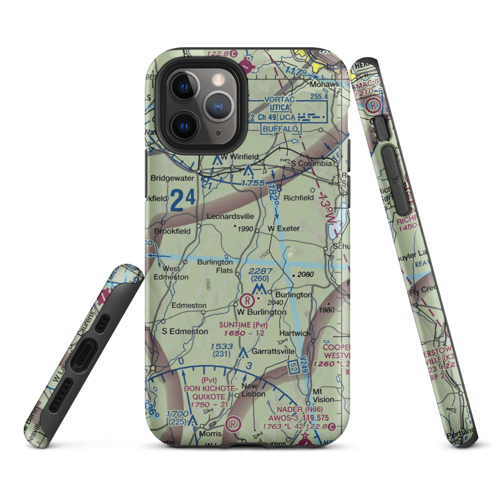 Flying W Airport (NY78) VFR Sectional  Tough iPhone Case iPhone 11 Pro model shown