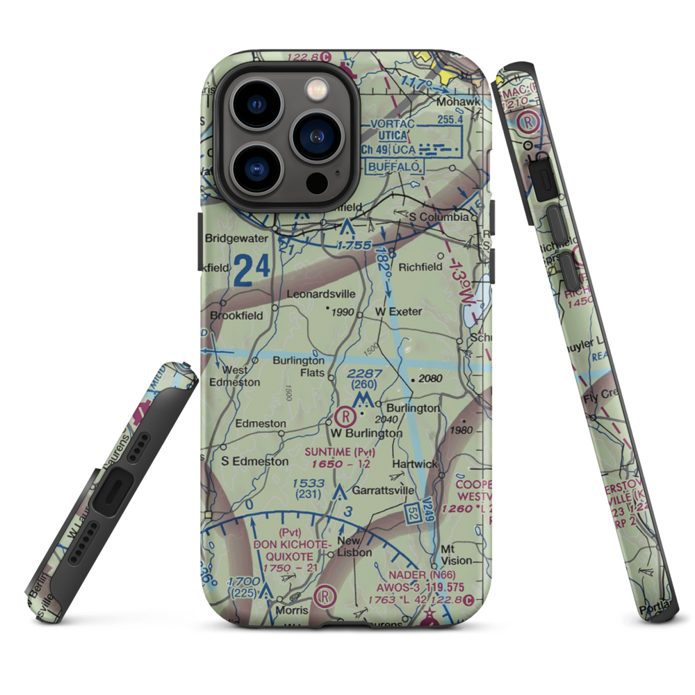 Flying W Airport (NY78) VFR Sectional  Tough iPhone Case iPhone 13 Pro Max model shown