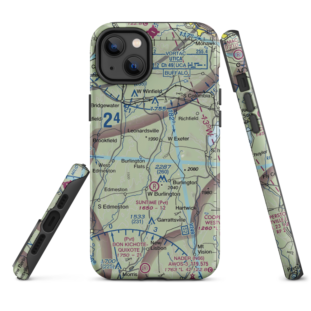 Flying W Airport (NY78) VFR Sectional  Tough iPhone Case iPhone 14 Plus model shown