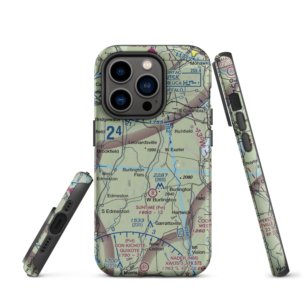 Flying W Airport (NY78) VFR Sectional  Tough iPhone Case iPhone 14 Pro model shown
