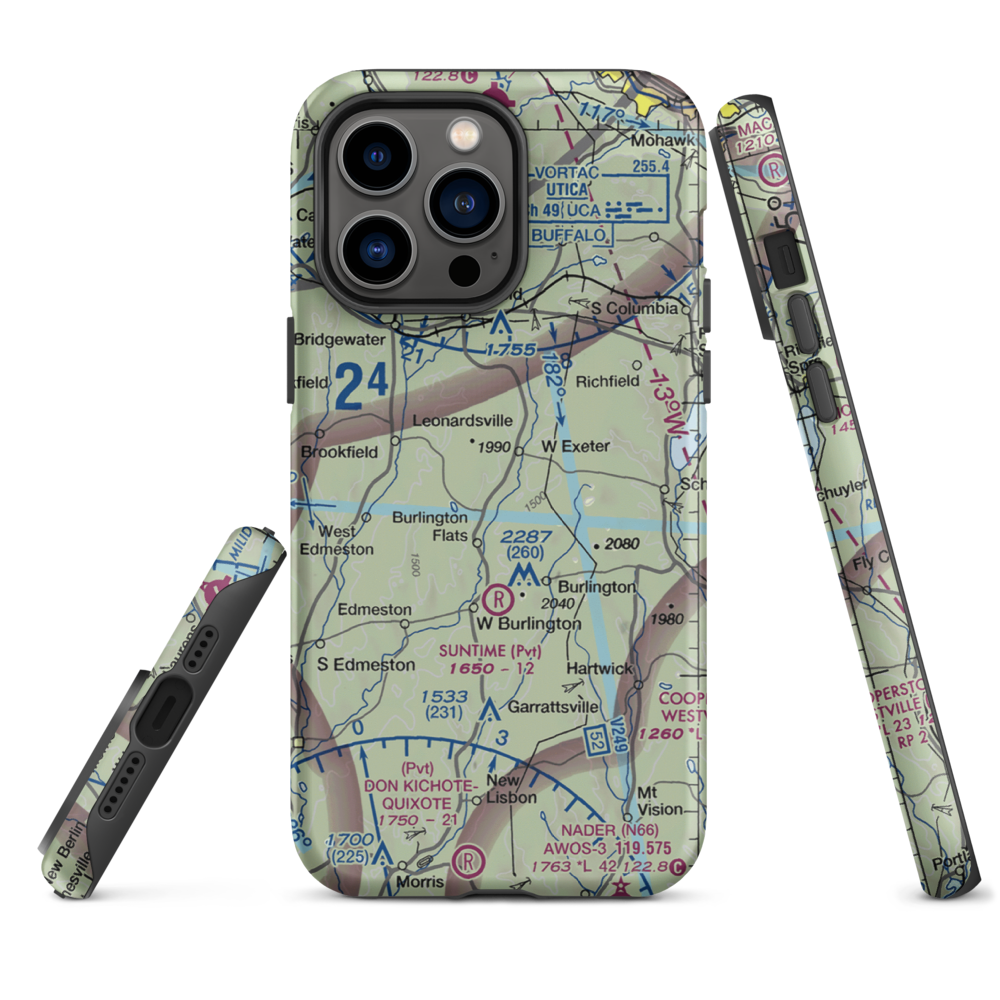 Flying W Airport (NY78) VFR Sectional  Tough iPhone Case iPhone 14 Pro Max model shown