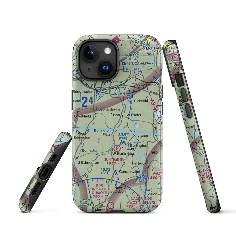 Flying W Airport (NY78) VFR Sectional  Tough iPhone Case iPhone 15 model shown