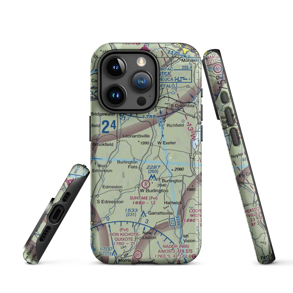 Flying W Airport (NY78) VFR Sectional  Tough iPhone Case iPhone 15 Pro model shown