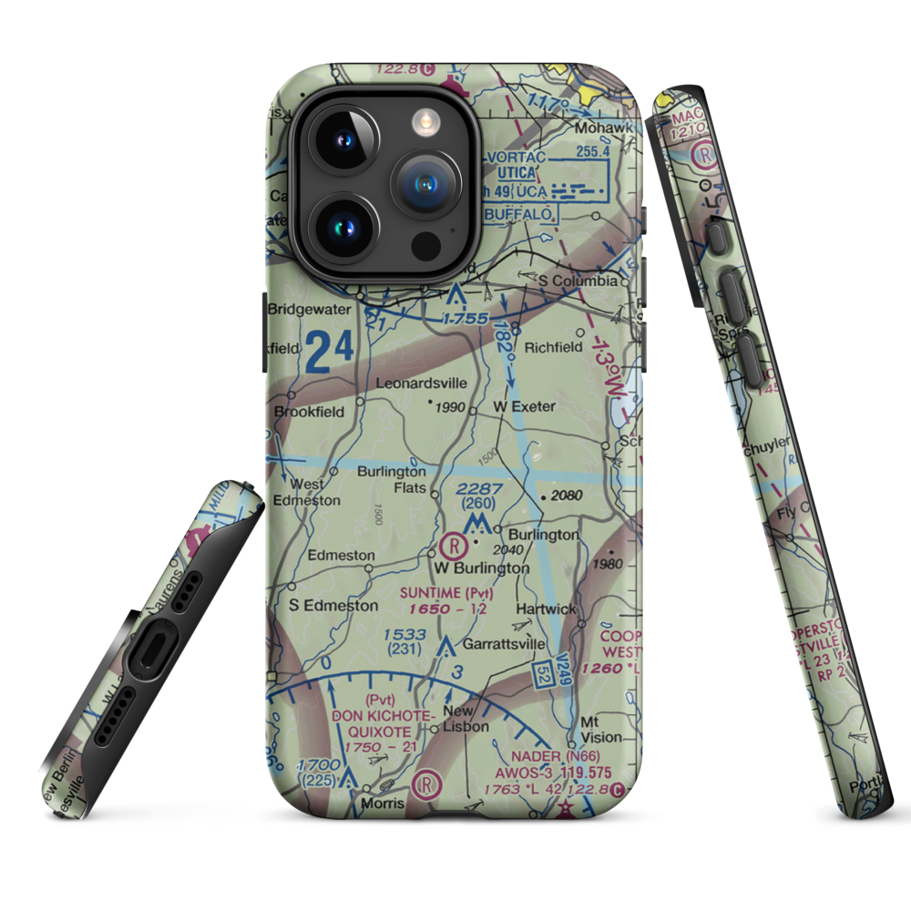Flying W Airport (NY78) VFR Sectional  Tough iPhone Case iPhone 15 Pro Max model shown